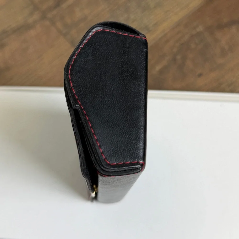 Valentino Les Lunettes Black Leather Eyeglass Case Gold Hardware Made in Italy - Picture 4 of 13